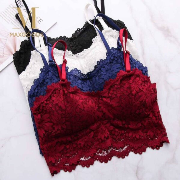 Bottoming Vest Embroidery Floral Bra - Image 2