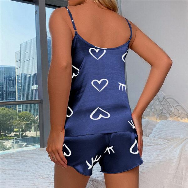 Women Ice Silk Pajamas Sleepwear Pajama Set Camisole Shorts - Image 7