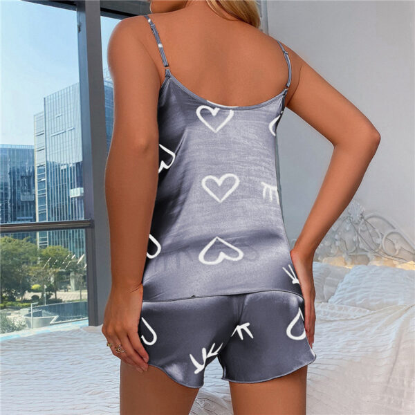 Women Ice Silk Pajamas Sleepwear Pajama Set Camisole Shorts - Image 3
