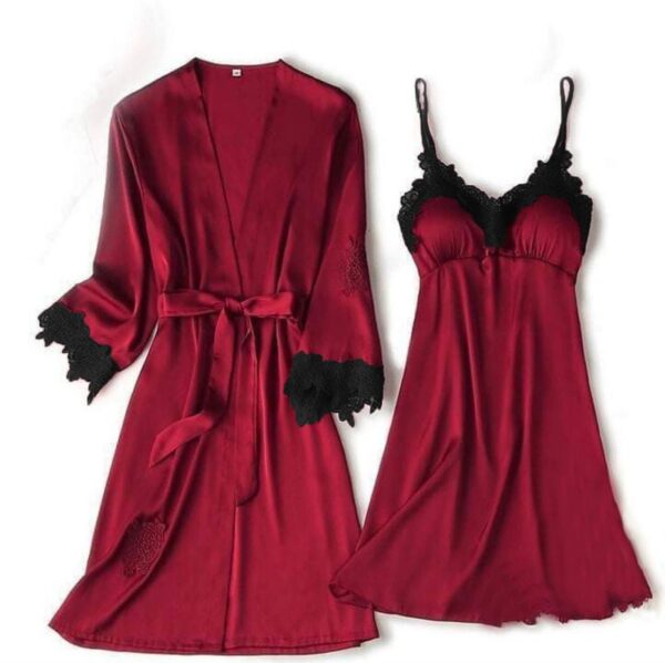 Ladies Nighty Set 2 Piece Night Suit Bridal Night Dress (GOWN + Inner Dress) - Image 3